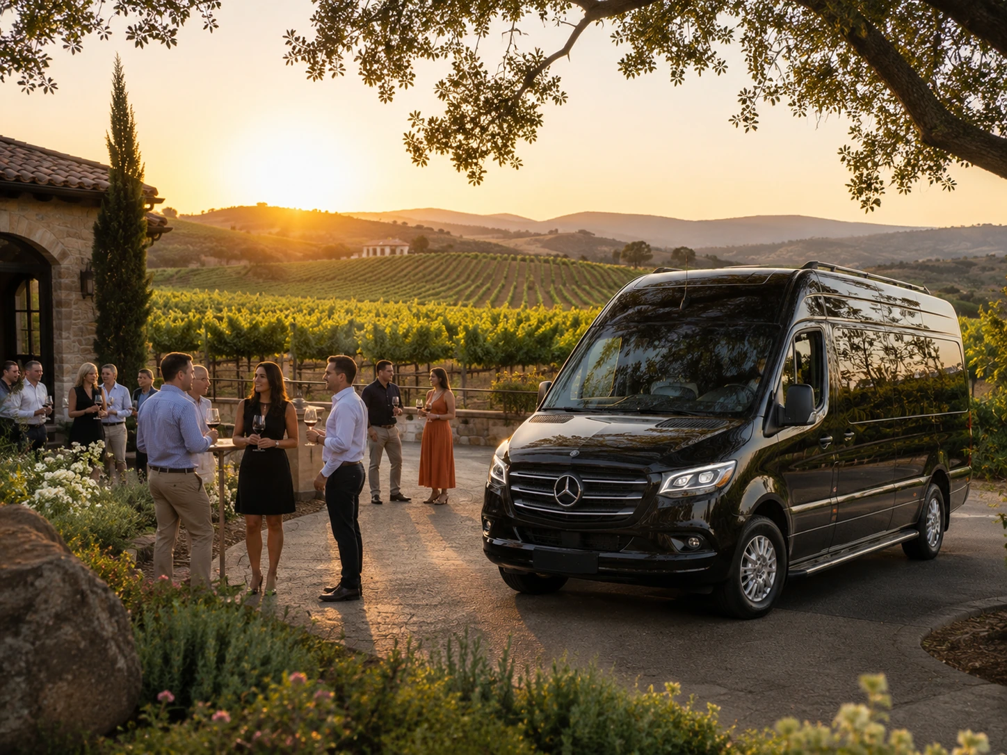 Luxury Sprinter van service in Redlands CA for group transportation