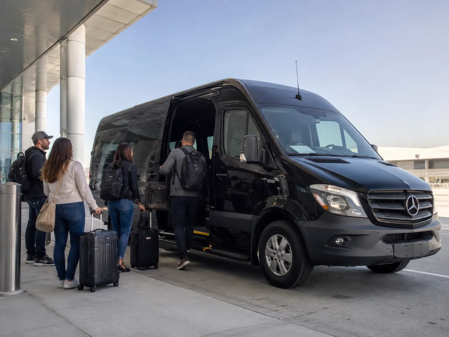 Mercedes Sprinter group airport transportation from Redlands to LAX